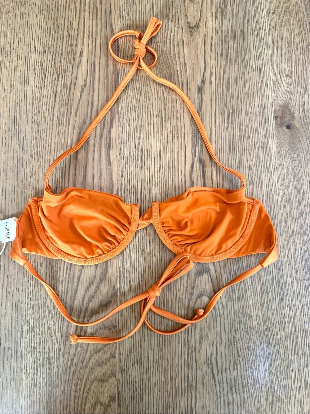 L*Space Toni Bikini Top Orange Twist Front Halter Size S NWT